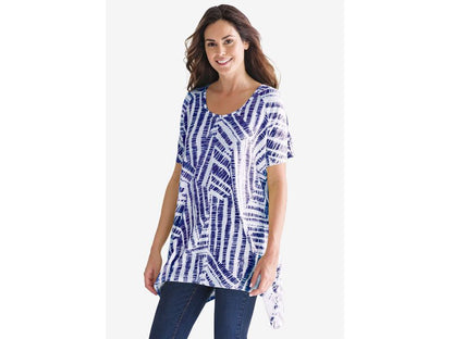 Navy Blue Patchwork Bamboo Sharkbite Trapeze Tunic PSW-5783