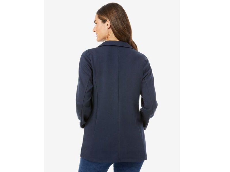 Navy Plus Size Women Knit Blazer PSW-8435