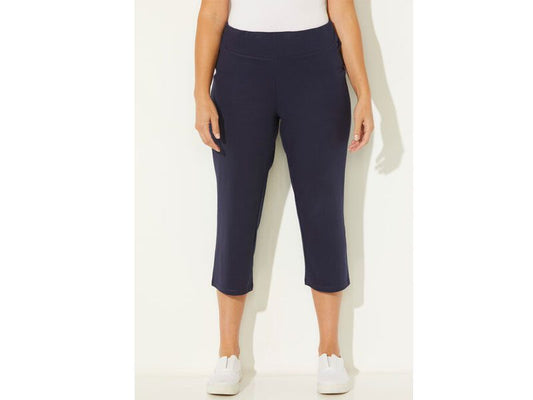 Navy Blue Plus Size Women Yoga Capri PSW-5757