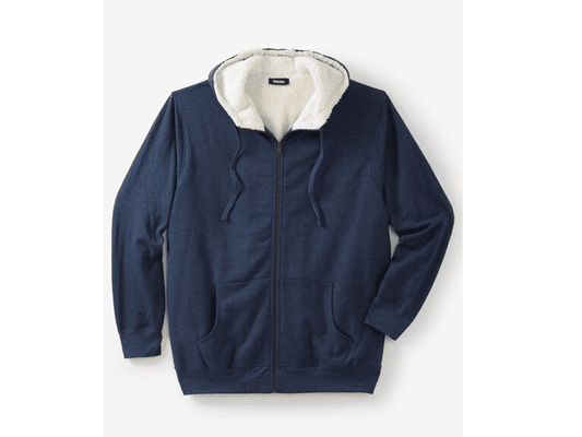 Heather Navy Big and Tall Size Sherpa Lined Fleece Hoodie PSM-7490