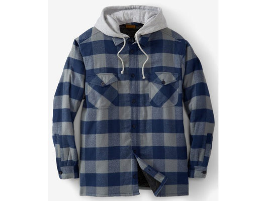 Navy Buffalo Check Without Hood Shirt Jacket PSM-7595