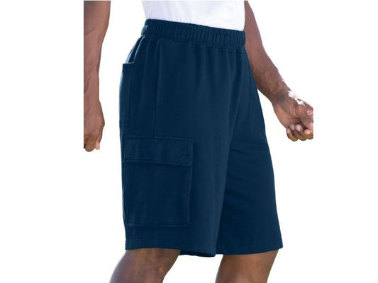 Navy Blue Fleece Big Size Cargo Shorts PSM-3945