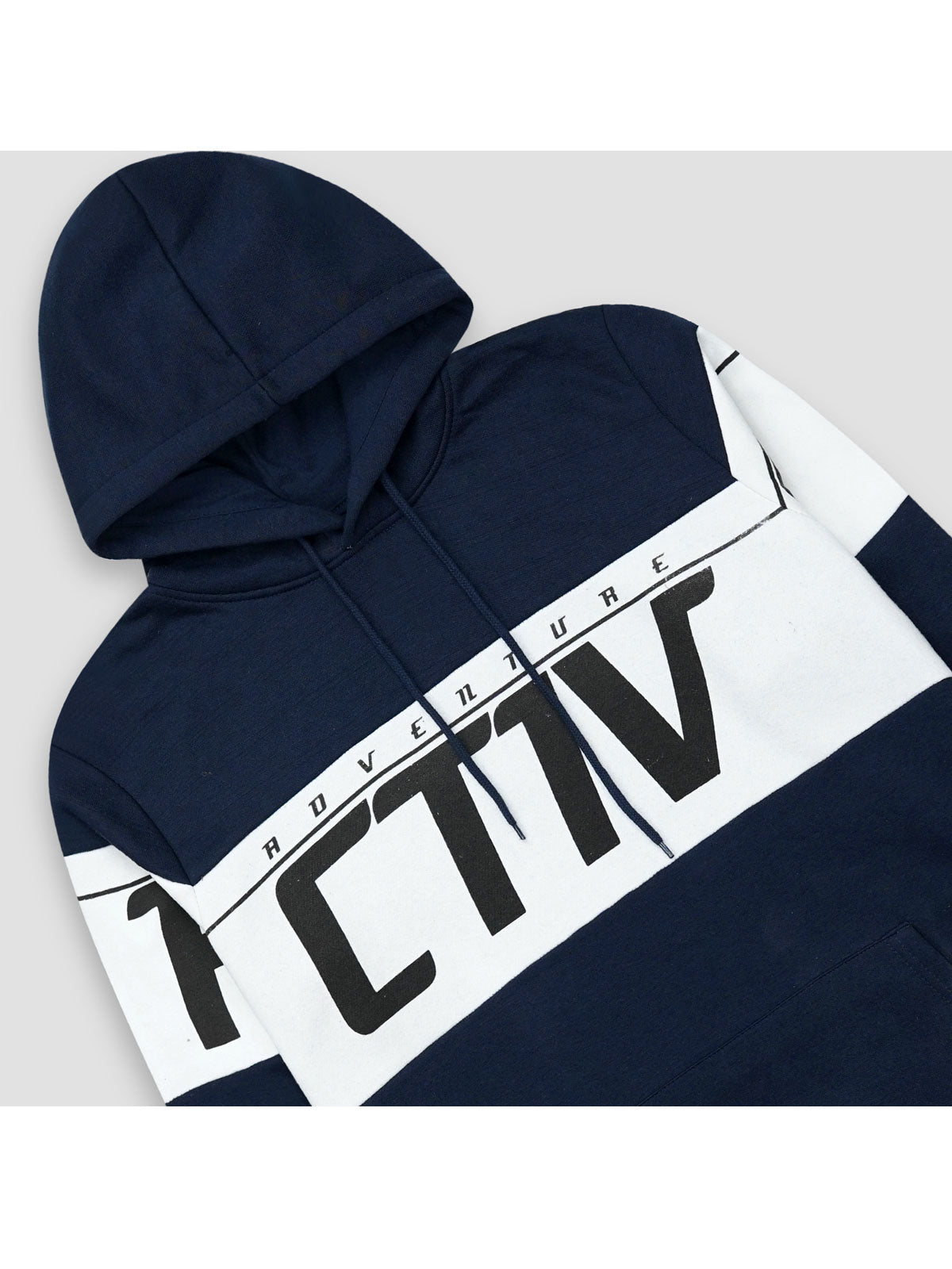 Navy Fleece Colorblocked Pullover Hoodie PSM-8815