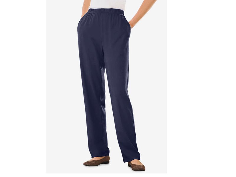 Navy Knit Straight Leg Pant PSW-6380