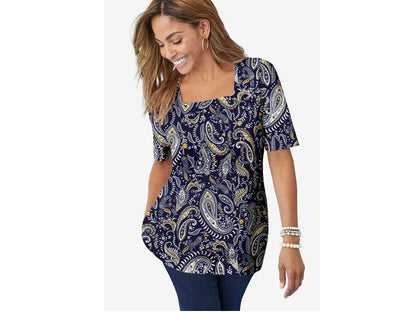 Garden Paisley Square Neck Tee PSW-6522