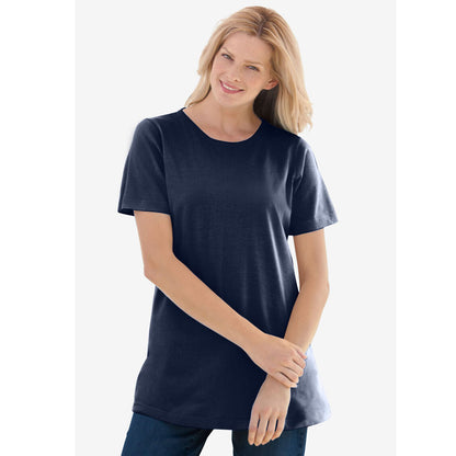 Navy Perfect Short-Sleeve Crewneck Tee PSW-8037