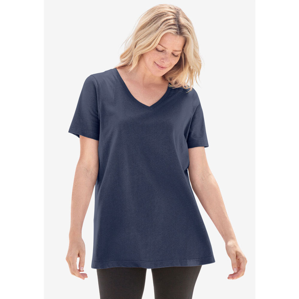 Navy Perfect Short-Sleeve V-Neck Tee PSW-7907