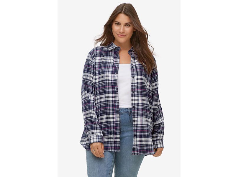 Navy Plaid Flannel Shirt PSW-7540