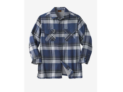 Navy Plaid Fleece-Lined Flannel Shirt Jacket PSM-6597