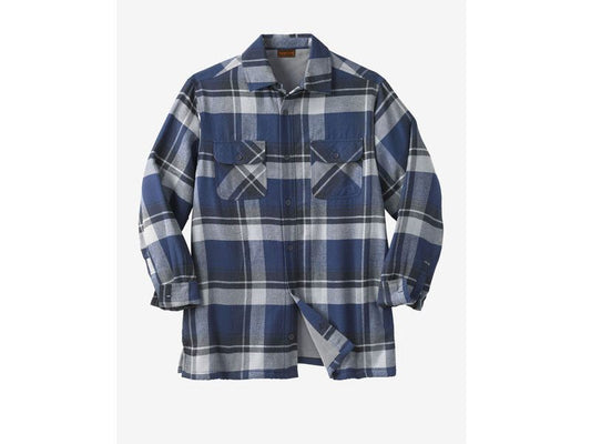 Navy Plaid Fleece-Lined Flannel Shirt Jacket PSM-6597