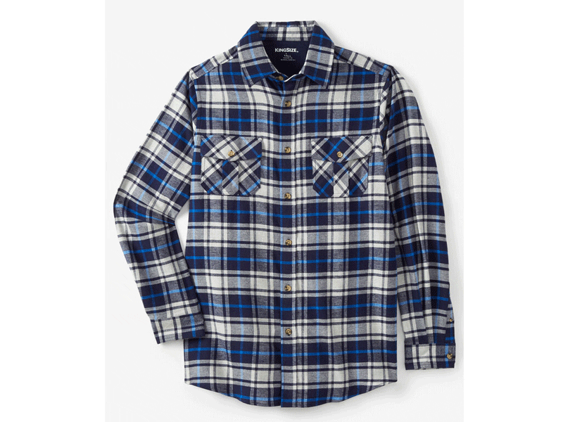 Navy Plaid Holiday Plaid Flannel Shirt PSM-7555