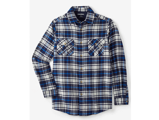 Navy Plaid Holiday Plaid Flannel Shirt PSM-7555