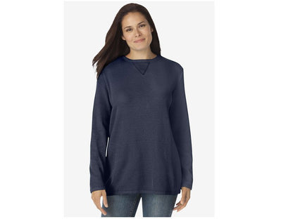 Navy Blue Plus Size Women Thermal Shirt PSW-5126