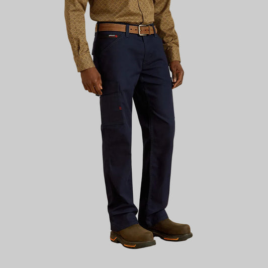Navy relaxed lightweight cargo pants with straight leg fit and utility pockets.