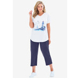 Navy Seaside Two Piece V-Neck Tunic & Capri Set PSW-8249