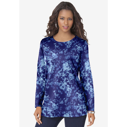 Navy Spray Tie Dye Long-Sleeve Crewneck Ultimate Tee PSW-8311