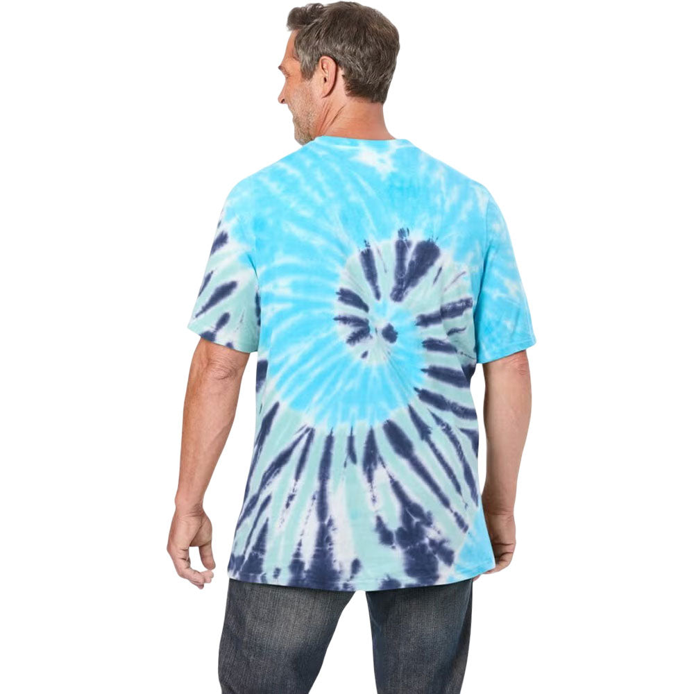 Navy Tie-Dye Crewneck T-Shirt with spiral design in blue and navy, made from 100% cotton for big & tall men