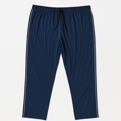 Navy blue plus size track pants with white piping for men – 2XL to 6X