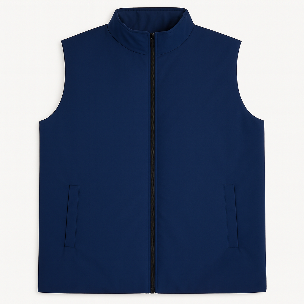 Navy Blue Plus-Size Sleeveless Puffer Jacket PSM-10001