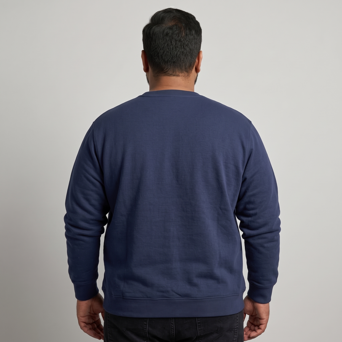 Navy Blue Big Size Crew Neck Sweatshirt PSM-6244