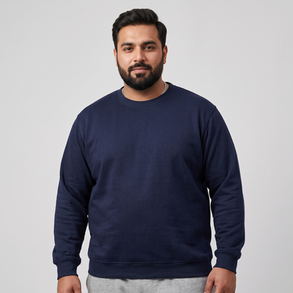 Navy Blue Big Size Crewneck Sweatshirt PSM-8911