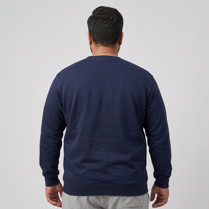 Navy Blue Big Size Crewneck Sweatshirt PSM-8911