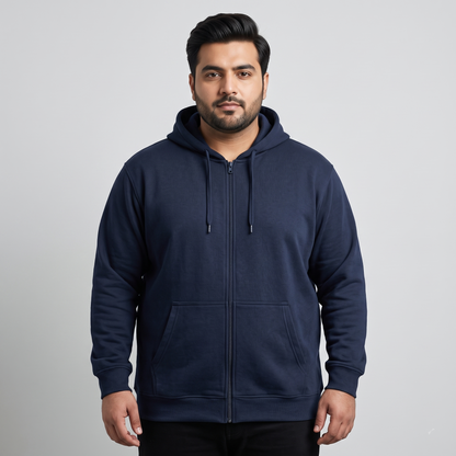 Navy Blue Classic Full-Zip Fleece Hoodie PSM-10450