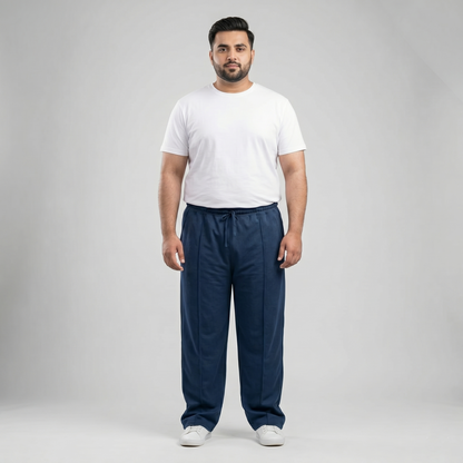 Navy Blue Comfort Fit Terry Trousers PSM-11132