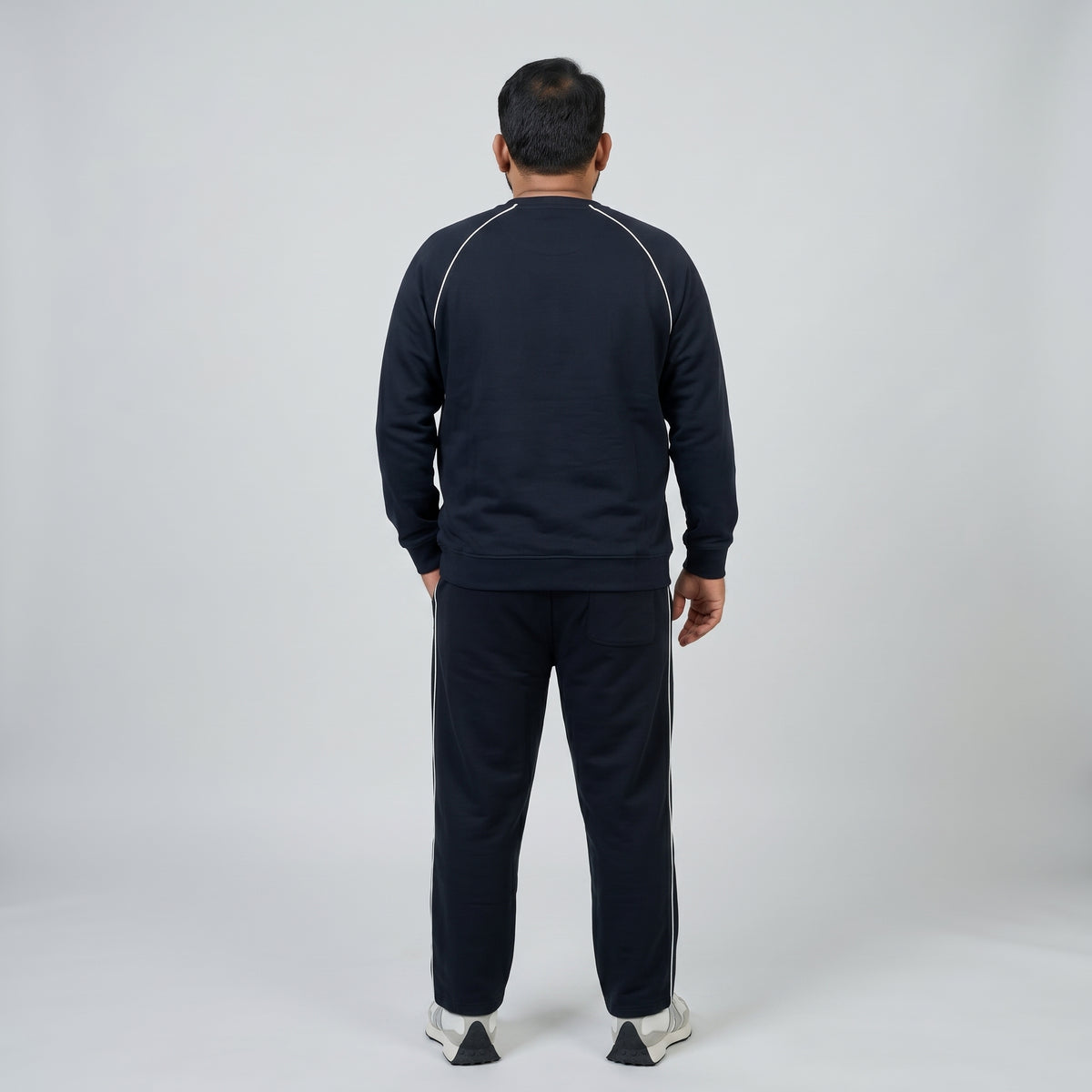 Navy Blue Embroidered Fleece Co-ord Set featuring a stylish embroidered top and matching trousers in soft fleece fabric.