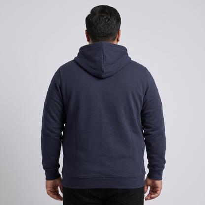 Navy Blue Fleece Big Size Zipper Hoodie PSM-4237