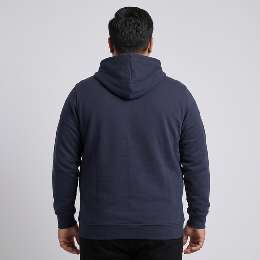 Navy Blue Fleece Big Size Zipper Hoodie PSM-4237