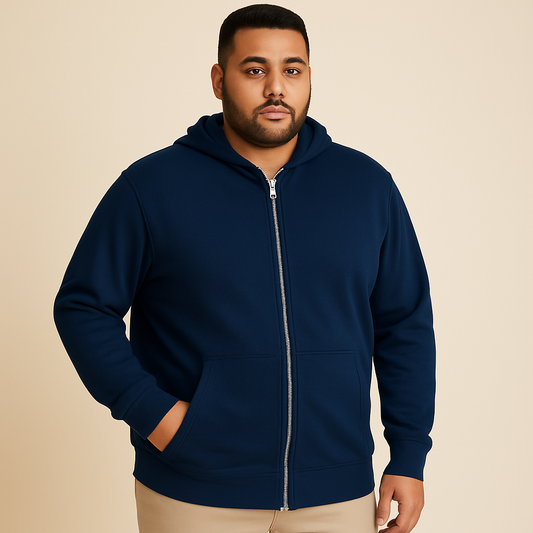 Navy Blue Fleece Big & Tall Size Zipper Hoodie PSM-5010
