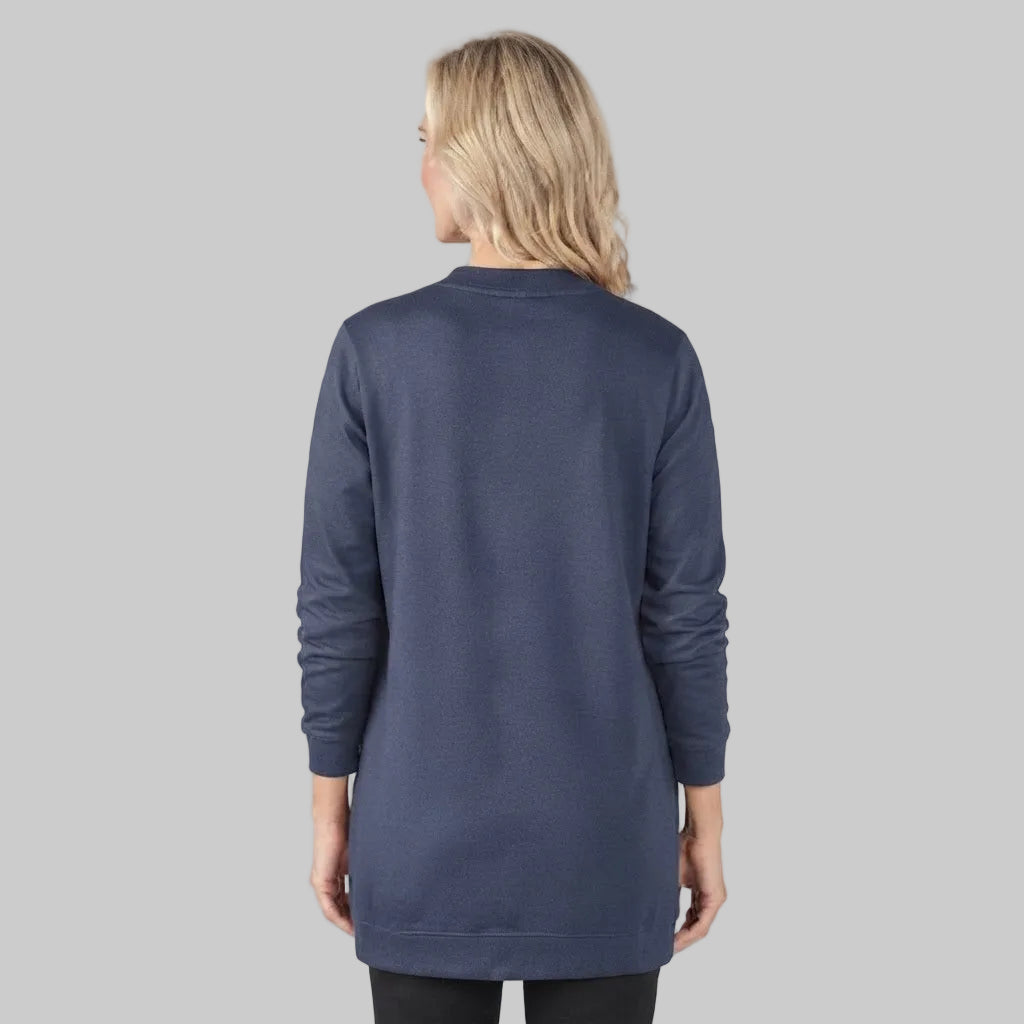 Navy blue fleece plus size women's cardigan sweater for comfortable everyday wear