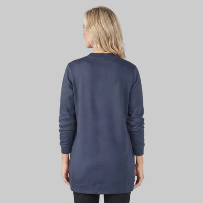 Navy blue fleece plus size women's cardigan sweater for comfortable everyday wear