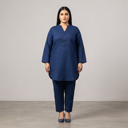 Navy Blue Irish Linen Co-Ord Set made from lightweight breathable Irish Linen fabric 