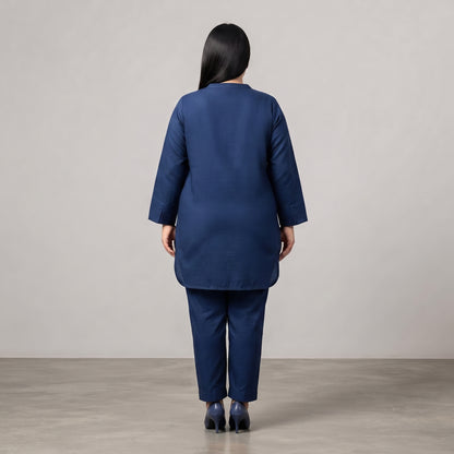 Navy Blue Irish Linen Co-Ord Set made from lightweight breathable Irish Linen fabric 