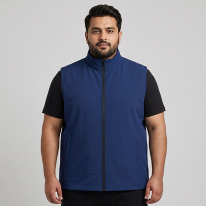 Navy Blue Plus-Size Sleeveless Puffer Jacket PSM-10001