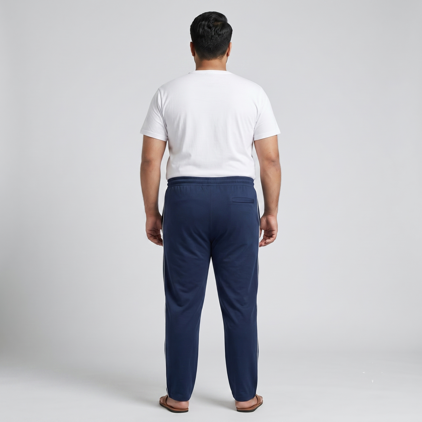 Navy Blue Side-Striped Plus Size Trouser PSM-9912