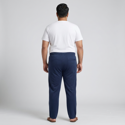 Navy Blue Side-Striped Plus Size Trouser PSM-9912