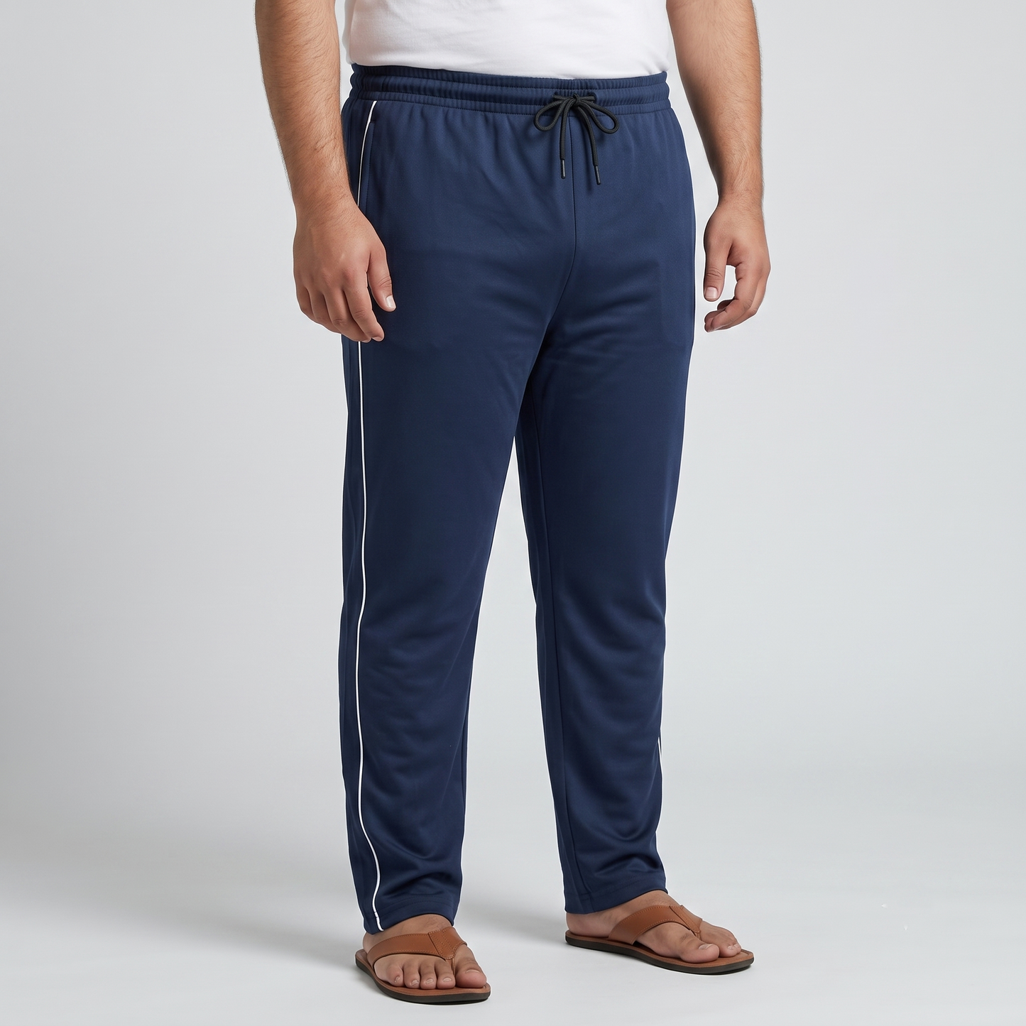 Navy Blue Side-Striped Plus Size Trouser PSM-9912