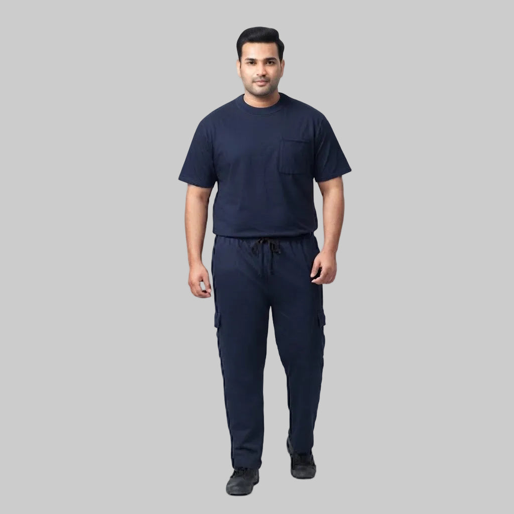 Navy Blue Terry Cargo Co-Ord Set made from soft terry fabric