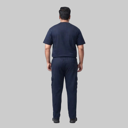Navy Blue Terry Cargo Co-Ord Set made from soft terry fabric