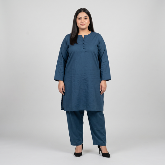 Navy Eclipse Dobby Jacquard Co-Ord Set PSW-11412