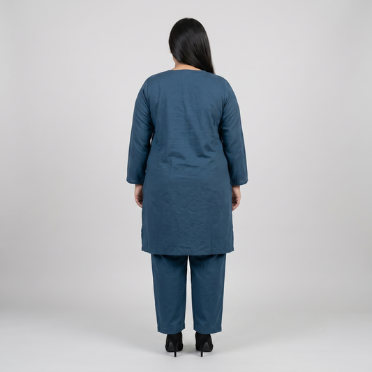 Navy Eclipse Dobby Jacquard Co-Ord Set PSW-11412