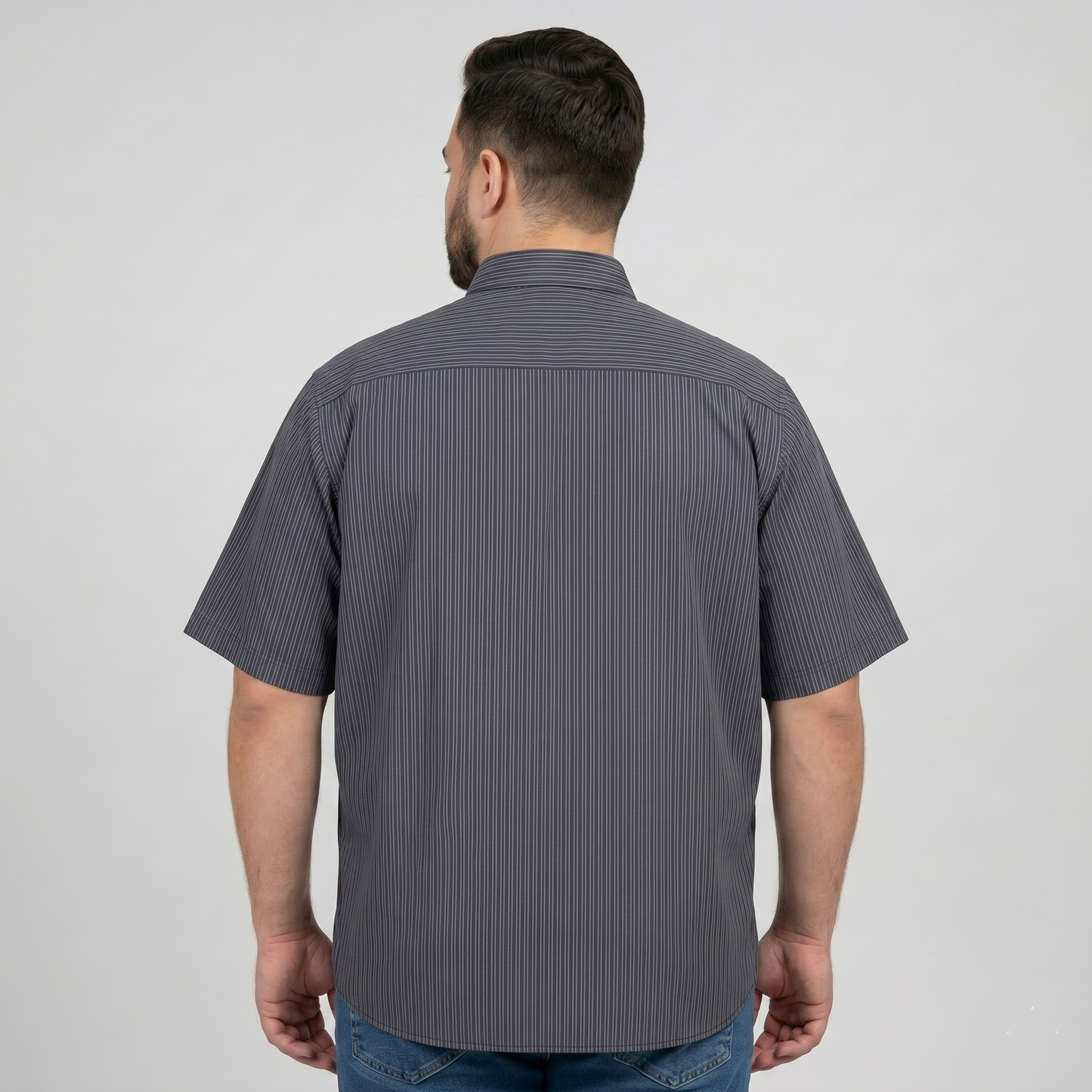 Navy Fine Pinstripe Half Sleeve Casual Shirt PSM-11185