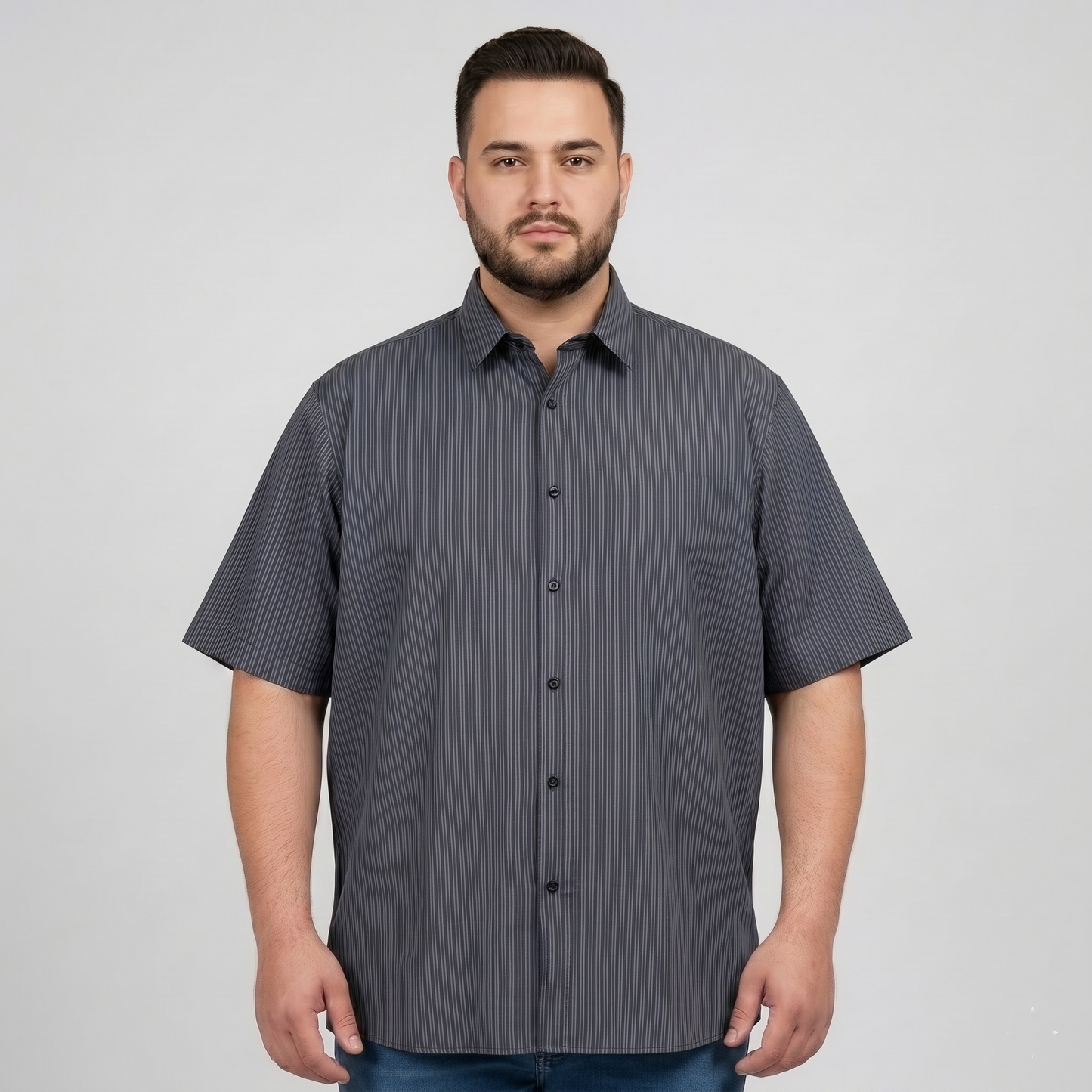 Navy Fine Pinstripe Half Sleeve Casual Shirt PSM-11185