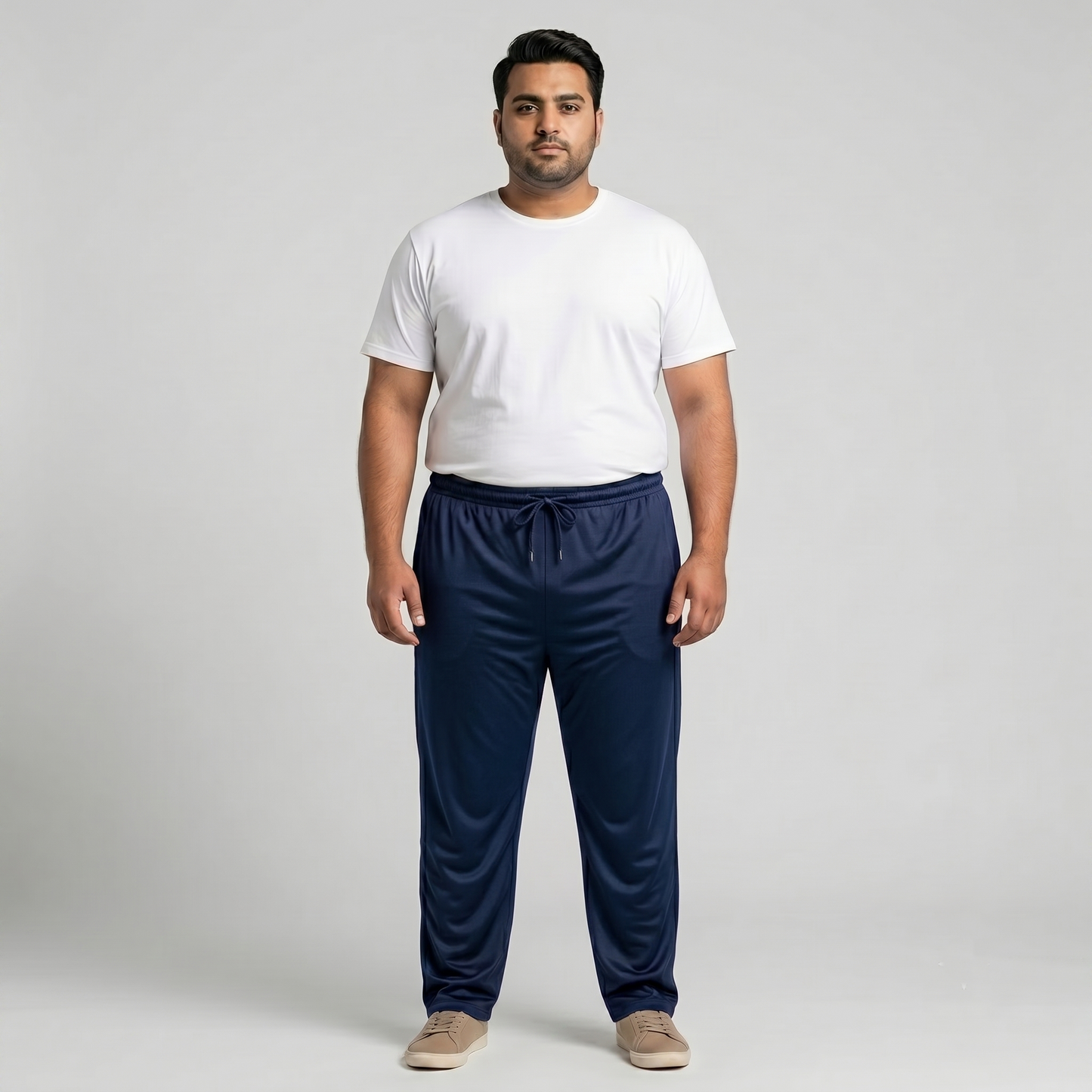 Navy Mesh Polyester Plus Size Trouser PSM-9083