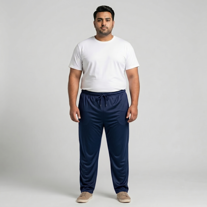 Navy Mesh Polyester Plus Size Trouser PSM-9083