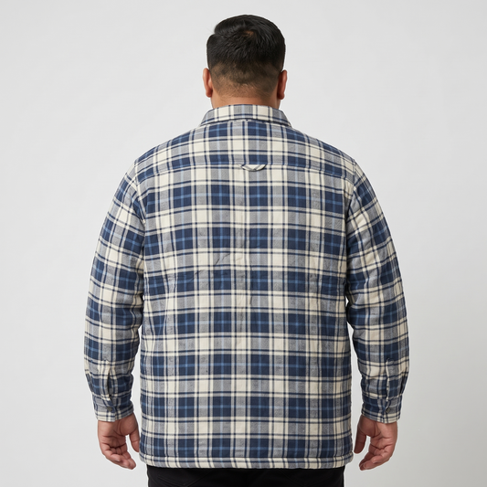 Navy Plaid Renegade Shirt Zipper Jacket PSM-6578