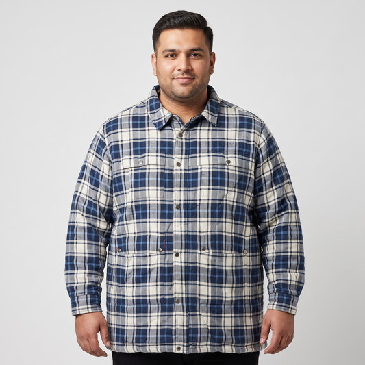 Navy Plaid Renegade Shirt Zipper Jacket PSM-6578